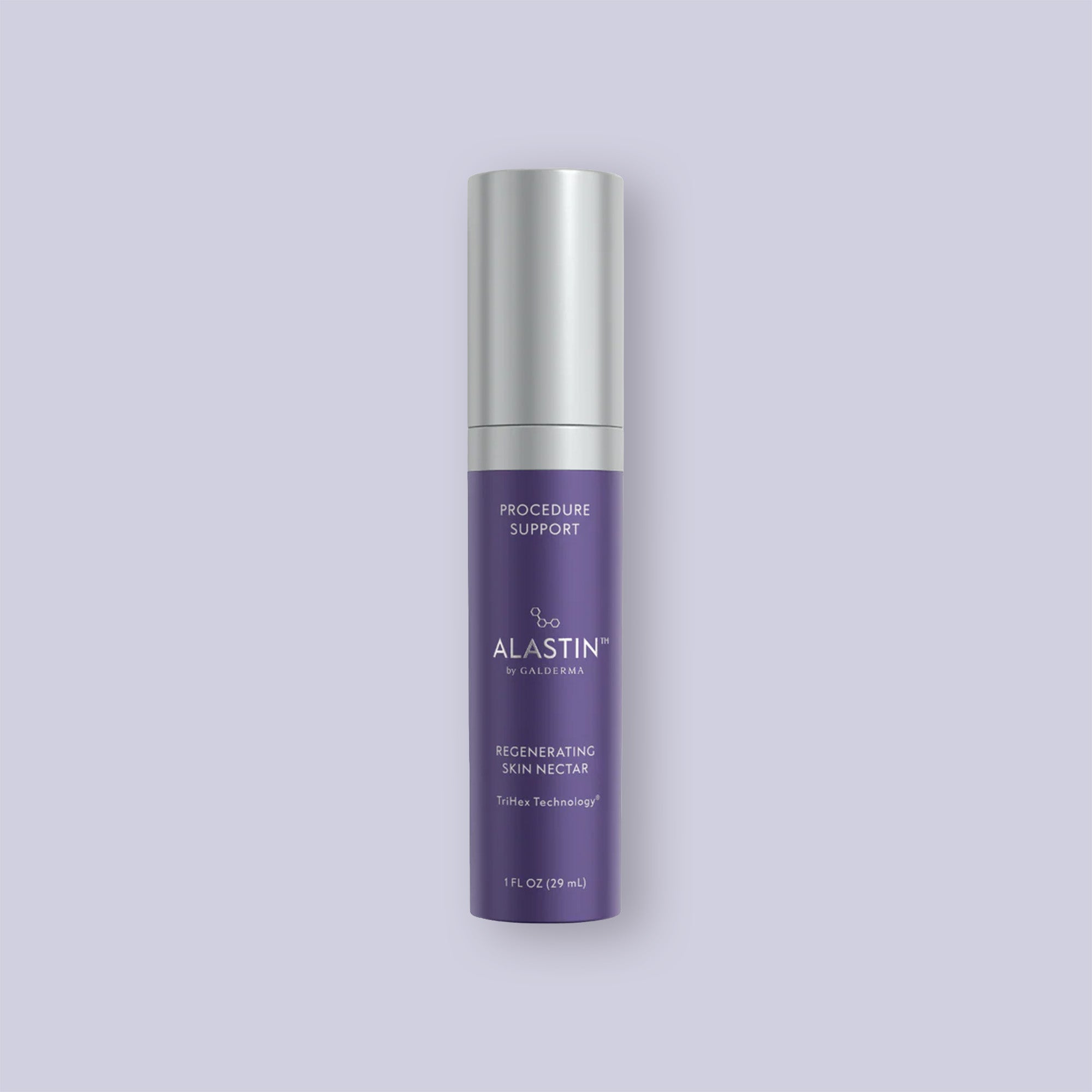 Alastin Regenerating Skin Nectar bottle on a light purple background