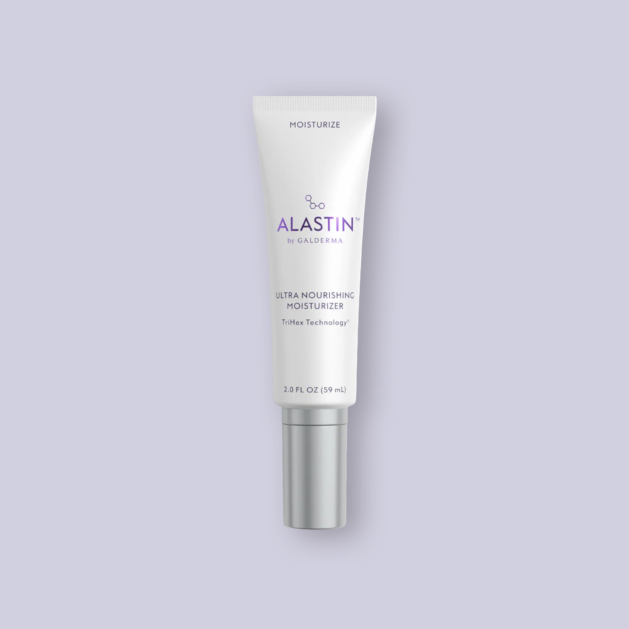 Alastin Ultra Nourishing Moisturizer bottle on a light purple background