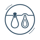 Line icon: an open pore with a dark plug (blackhead) beside a closed pore with a pale plug (whitehead).