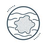 Line icon: one large, flat, map-shaped patch of pigment on the skin.
