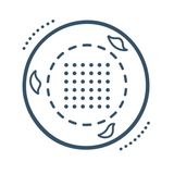 Line icon: a neat grid of pinpoint marks on the skin after a treatment such as microneedling, with light peeling.